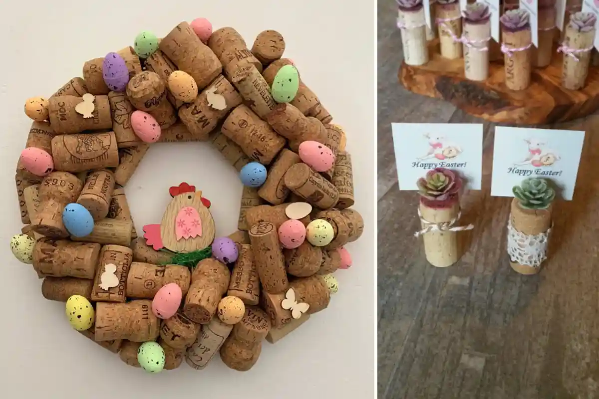 decorazioni pasquali con tappi di sughero